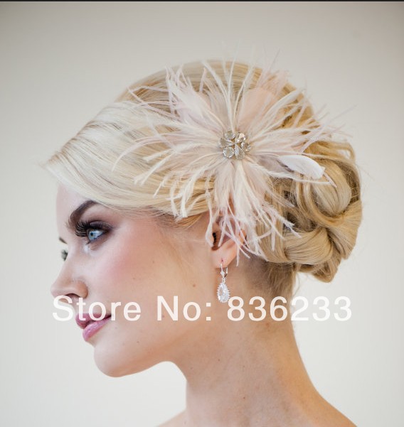    Ķ ź Ȥ   ׼   /Exquisite White Feathered Beaded Bridal Fascinator Hats Hair Accessorie wedding Veil Headpiece